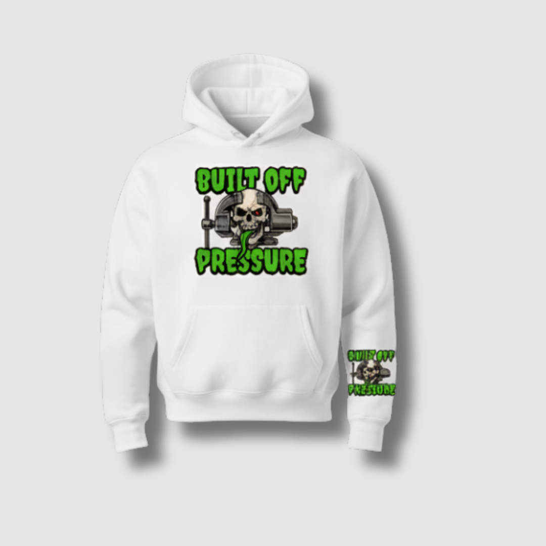 built off pressure hoodie – white