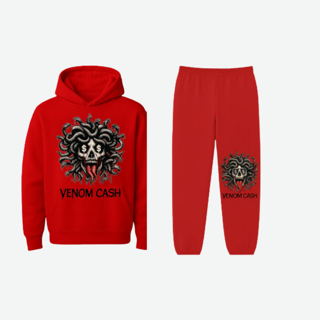 venom cash red 2 pc jogger set